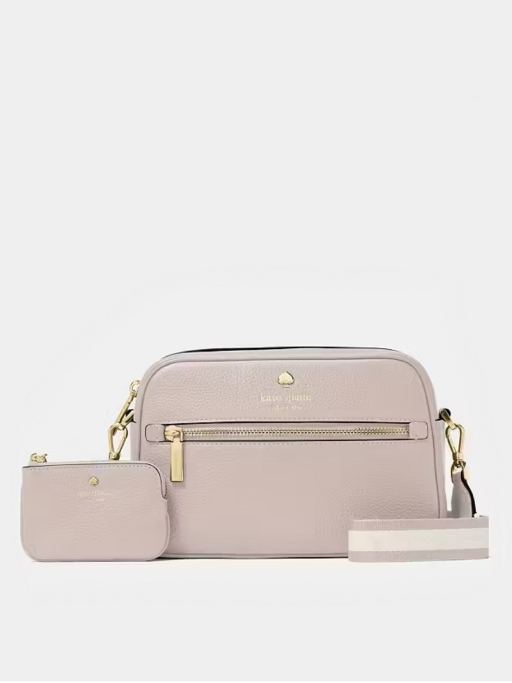 Kate Spade Emma Pebbled Leather Camera Crossbody Bag cozy grey